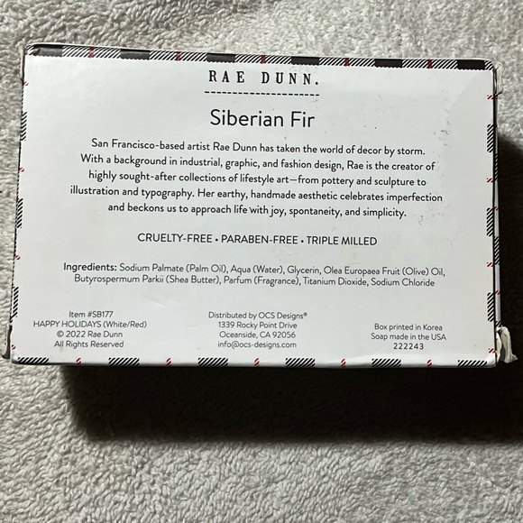 NEW Rae Dunn Happy Holidays Siberian Fir Triple Milled Hand & Body Bar Soap - Picture 3 of 6